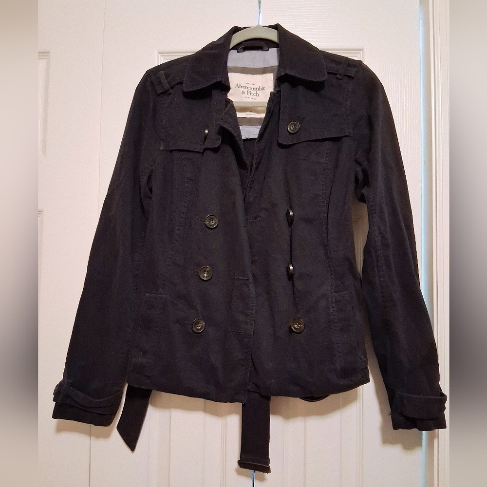 Abercrombie & Fitch Women's Dark Navy Double-Breasted Jacket
